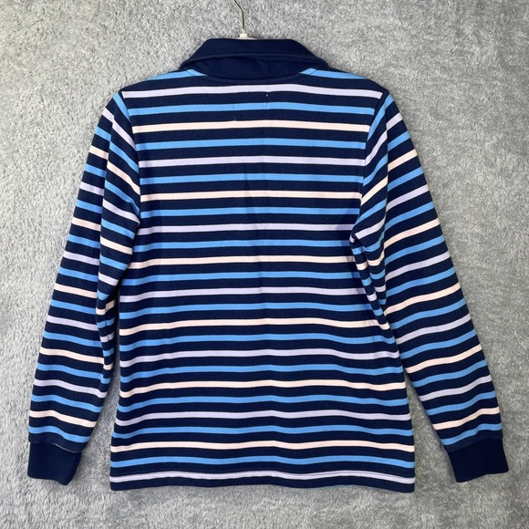 Lands' End Serious Sweats Women's Small 1/4 Zip Sweater Blue Striped Cotton - Picture 9 of 9